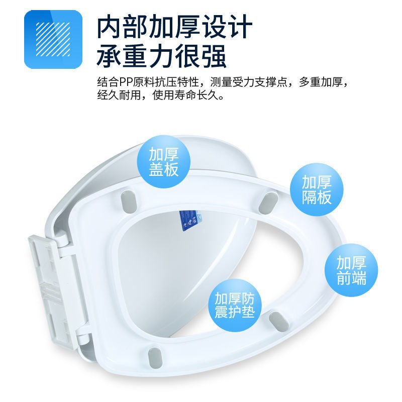 Thickened Toilet Seat with Slow Descent, Household Flush Toilet Seat Cover, Uvo Type Accessories, Old-Fashioned