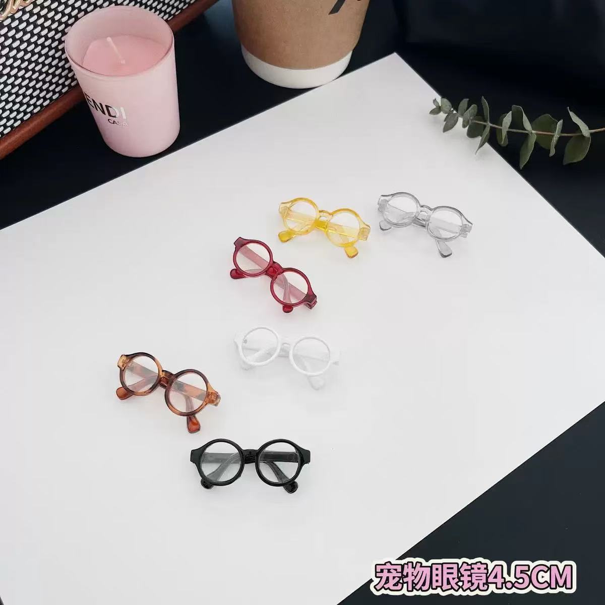 Doll Glasses, Transparent Glasses, Pet Glasses, Cute Round Straight Glasses, Compact Decorative Mirrors, Pet Doll Glasses