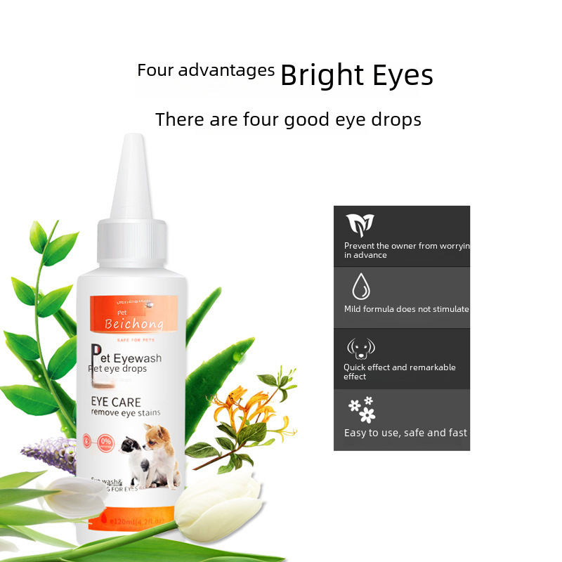 Factory Direct dog cleaning tear marks pet eye drops 120ml cat eye wash eye cleaning supplies