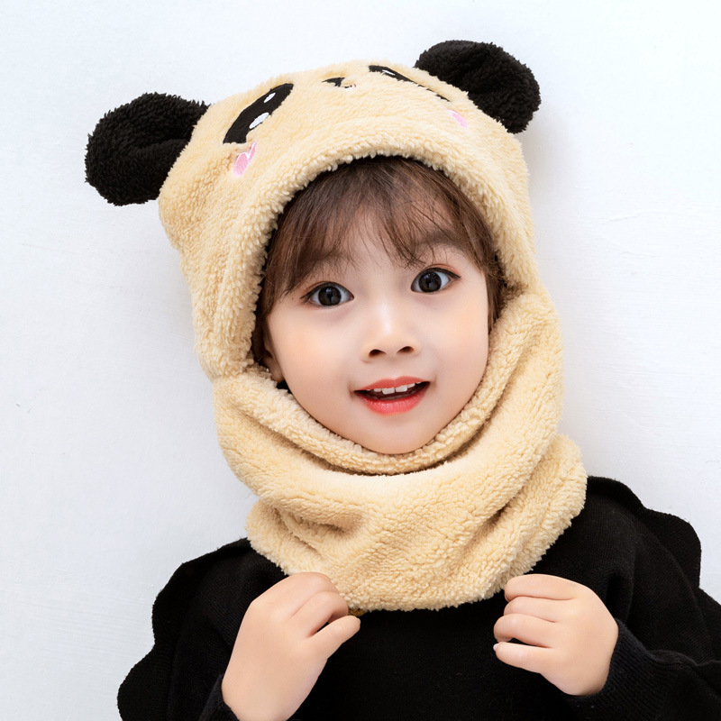 Children's hat autumn and winter boys and girls ear protection cap scarf one-piece cute super cute baby ear cotton cap warm windproof