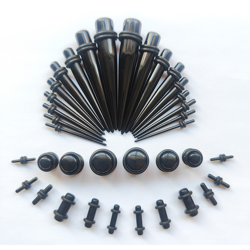 Wholesale 36Pcs Set Piercing Jewelry Pointed Cone Ear Expansion Ear Nail Uv Black Pointed Cone Ear Expander Manufacturer Supply