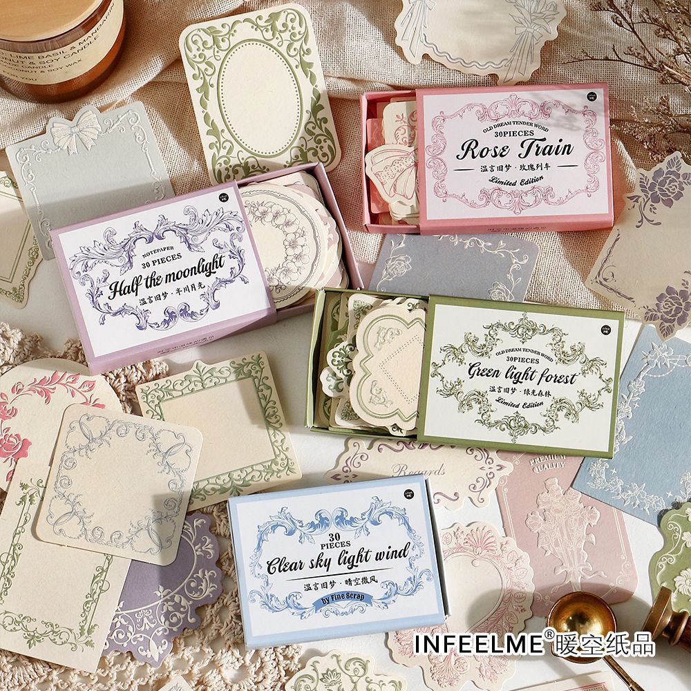 Infeelme Wenyan Old Dream Series Boxed Note Paper 30 Pieces Literary Relief Handbook Material 4 Styles