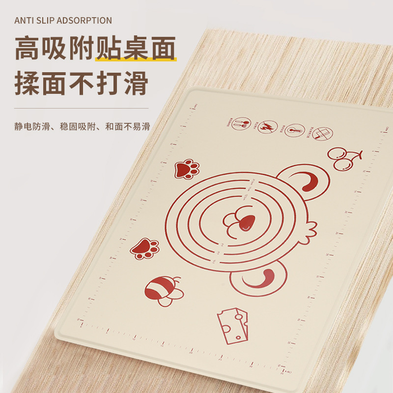 Silicone Kneading Mat Household Food Grade Thickeneded Noodle Mat High Temperature Resistant Cartoon and Noodle Mat Rolling Mat Chopping Board