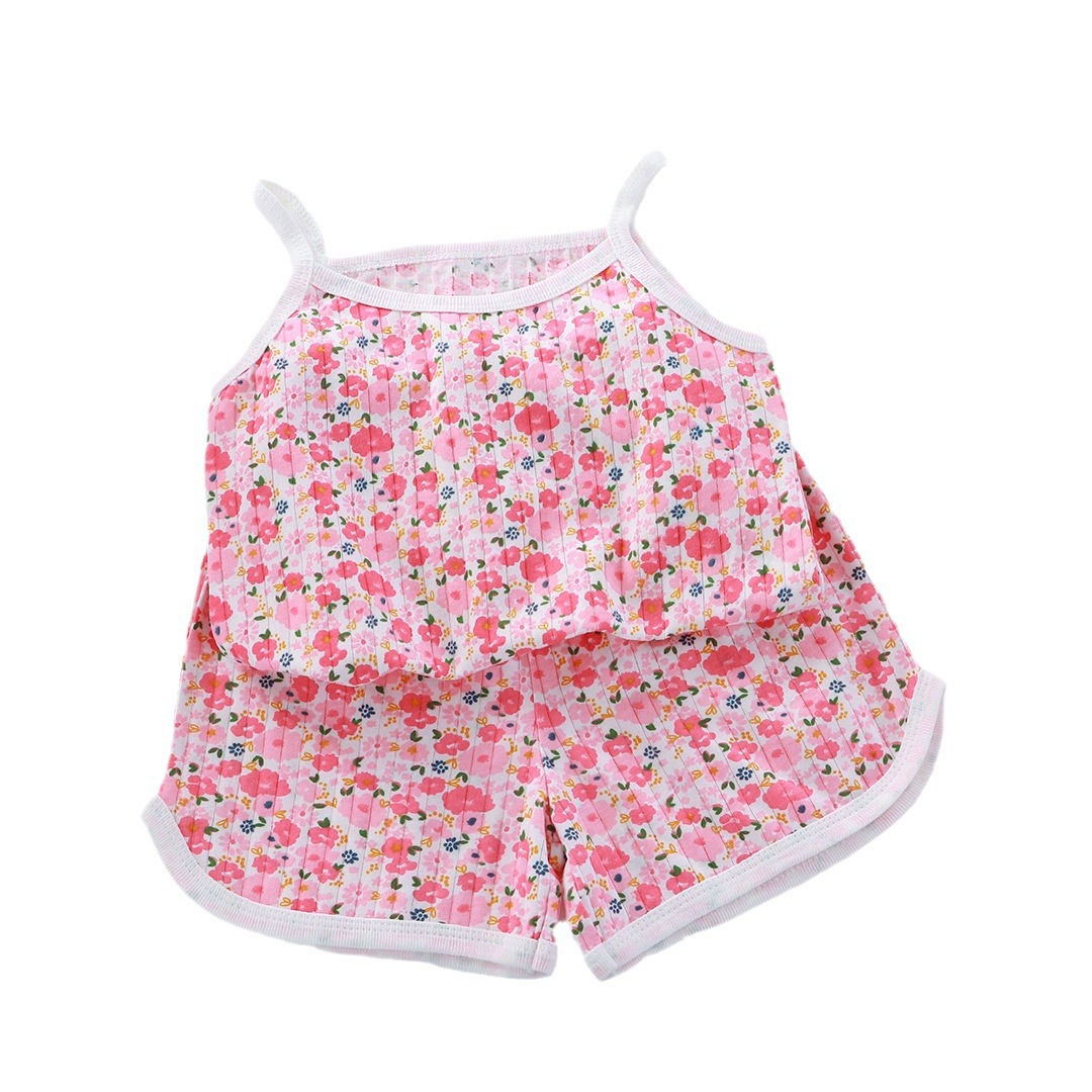 Children's Vest Class A Cotton Girls' Sling Baby Summer Clothes Vest Shorts Girls' Home Two-piece Pack