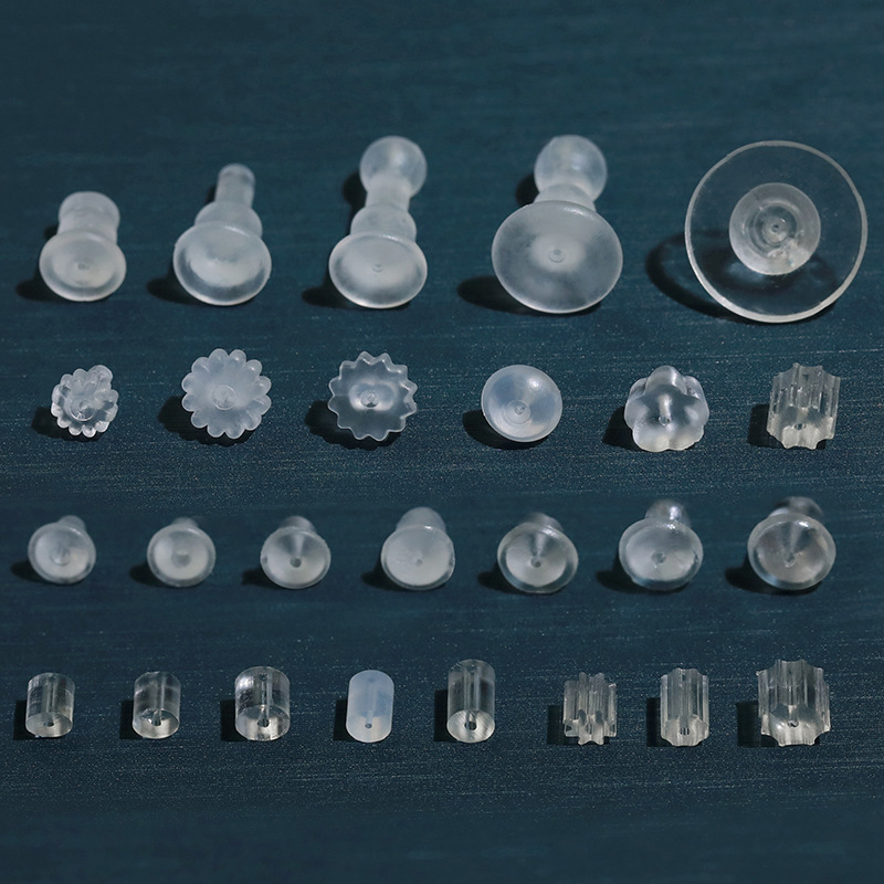 Resin transparent ear plug anti-drop ear forced octagonal side suction cup cylindrical plum-shaped non-allergic earring plug wholesale