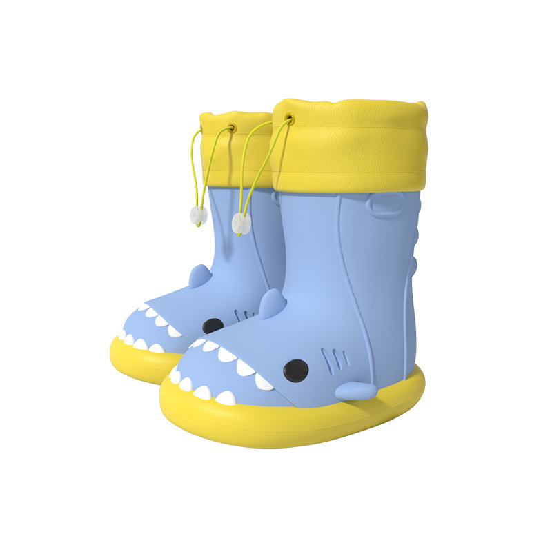 Cross-border Popular Shark Kidsren's Rain Boots Export Wholesale Rain Season Boys and Girls Lightweight Non-slip Kindergarten Student Water Shoes