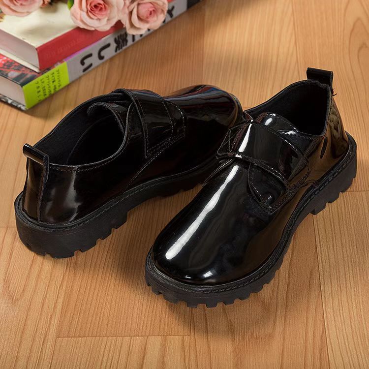 Children's Leather Shoes Black Soft Sole British Style Primary and Secondary School Students Performance Shoes Flower Girl Suit Dress Shoes Chorus Performance Shoes