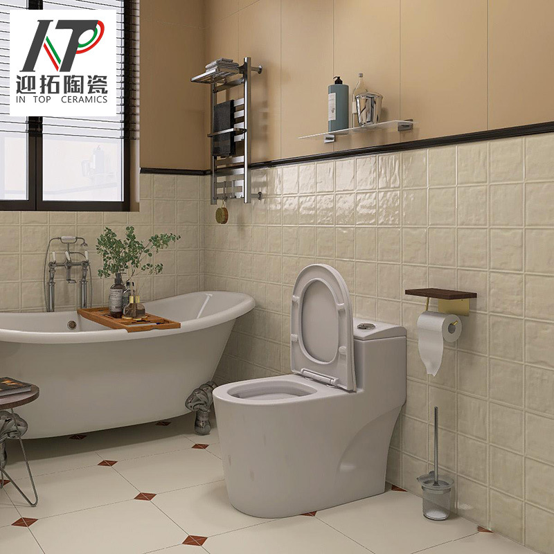 Французская ретро кремовая перламутровая плитка для кухни, ванной, балкона, столовой 400X800 с рельефным узором в клетку