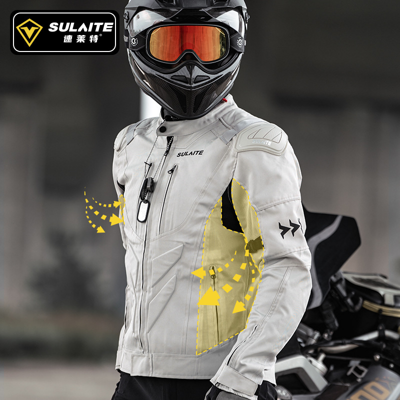 Sulaite Motorcycle Cycling Clothing Road Protective Racing Clothing Summer Breathable Motorcycle Equipment Men's Jacket Suit