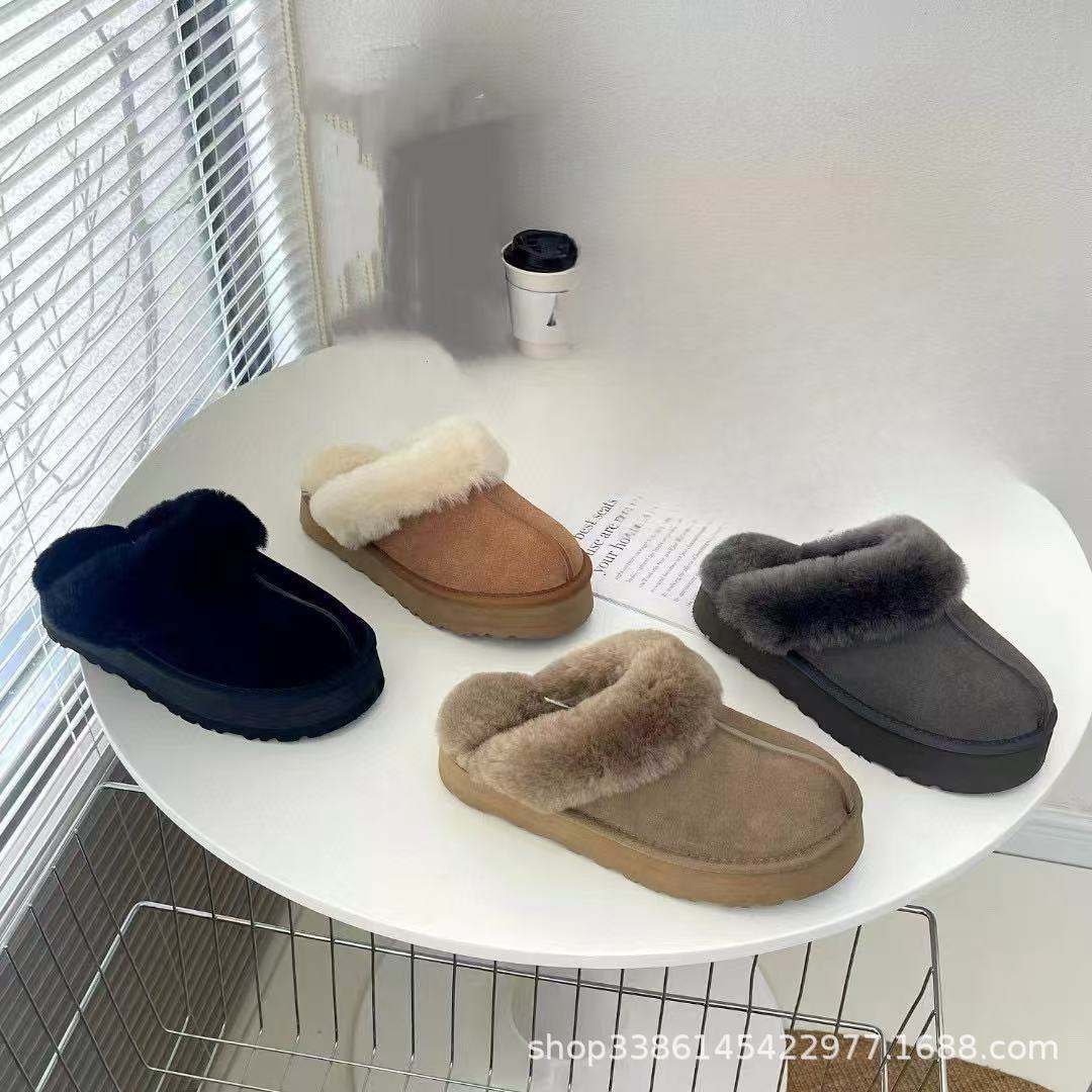 Торговая компания Тенгуан, Хэнань, сапоги из овчины Санпо, толстосоленные, звездные тапочки, ленивые тапочки, закрытые носки, меховые тапочки