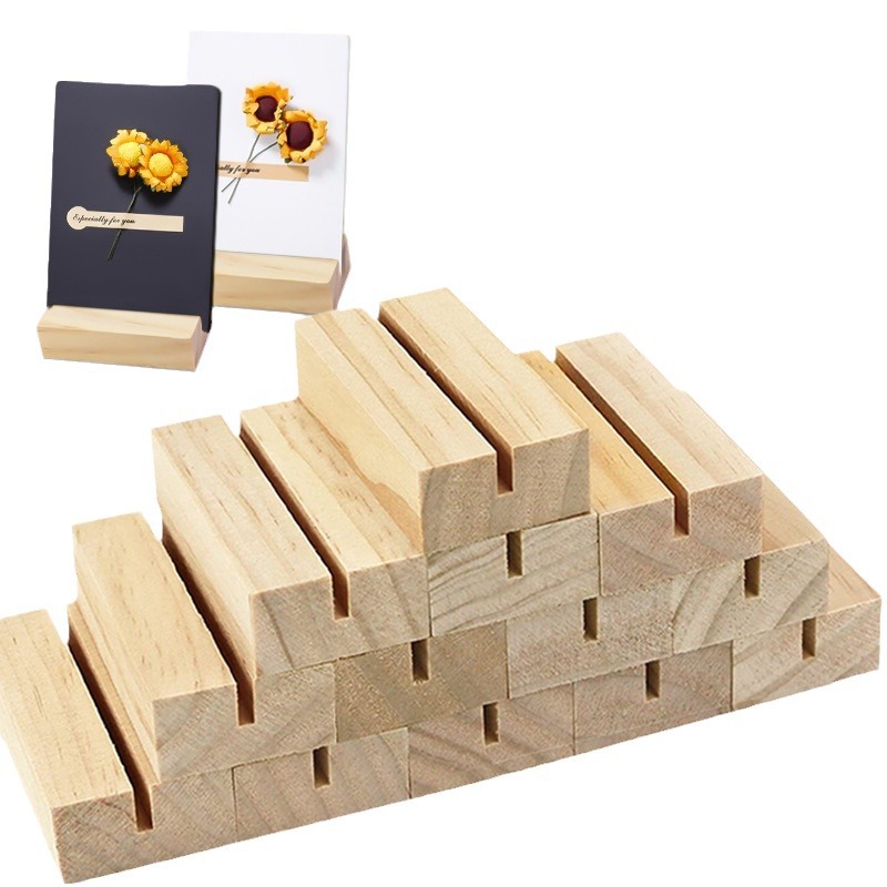 Creative Wooden Postcard Stand Wooden Base Card Desk Calendar Solid Wood Base Calendar Photo Message Display Stand