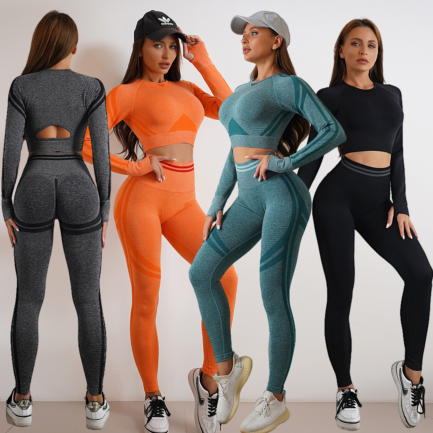 Cross-Border European and American Style Sports Shorts, Short-Sleeved, Long-Sleeved, Long Pants, Bra Sets, Fitness Tops, Tank Tops, Knitted Yoga Wear for Women