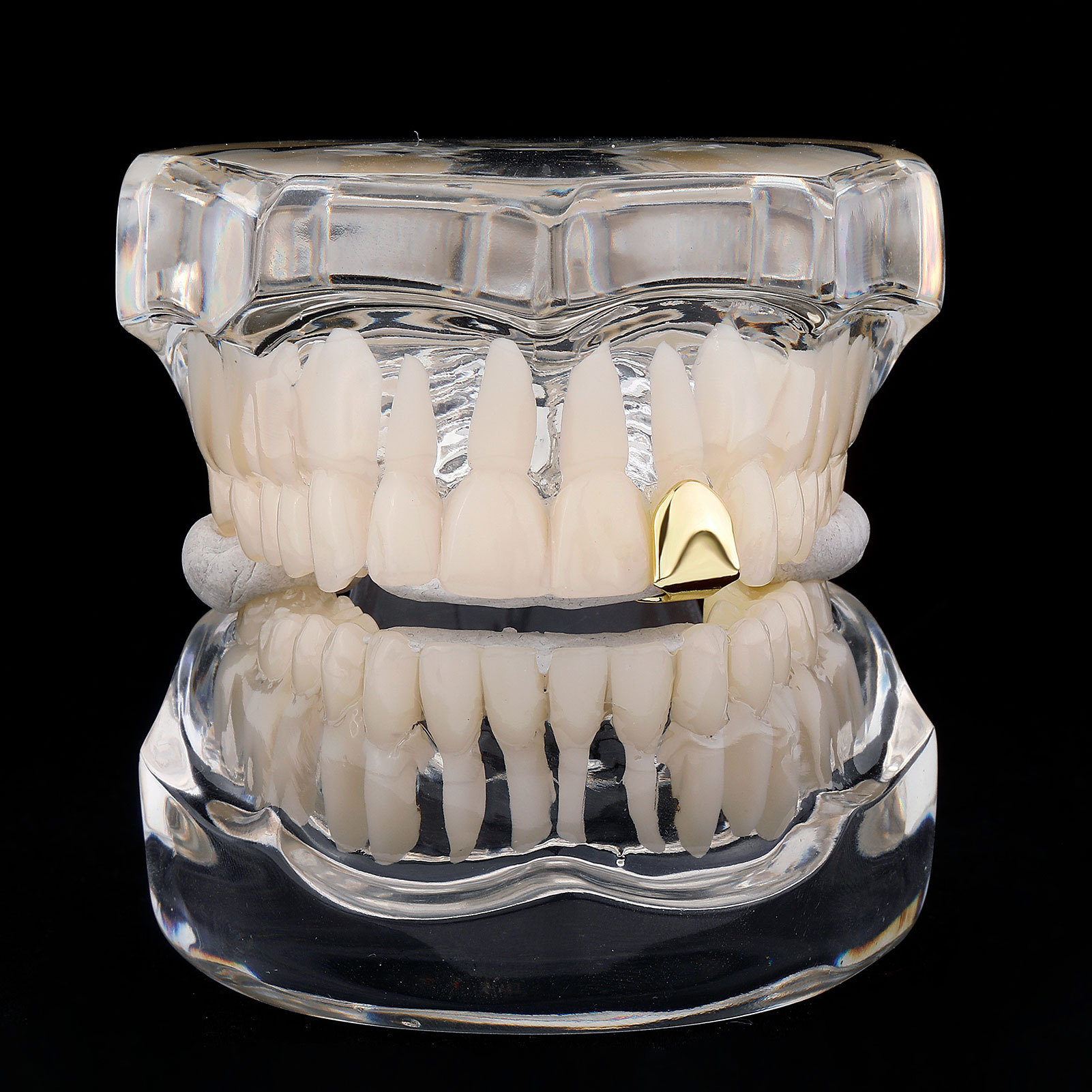 Cross-Border Popular Hiphop Gold Tooth Brace Single Tooth Real Gold Electroplated Hip-Hop Jewelry Tooth Brace Direct Sales from the Manufacturer