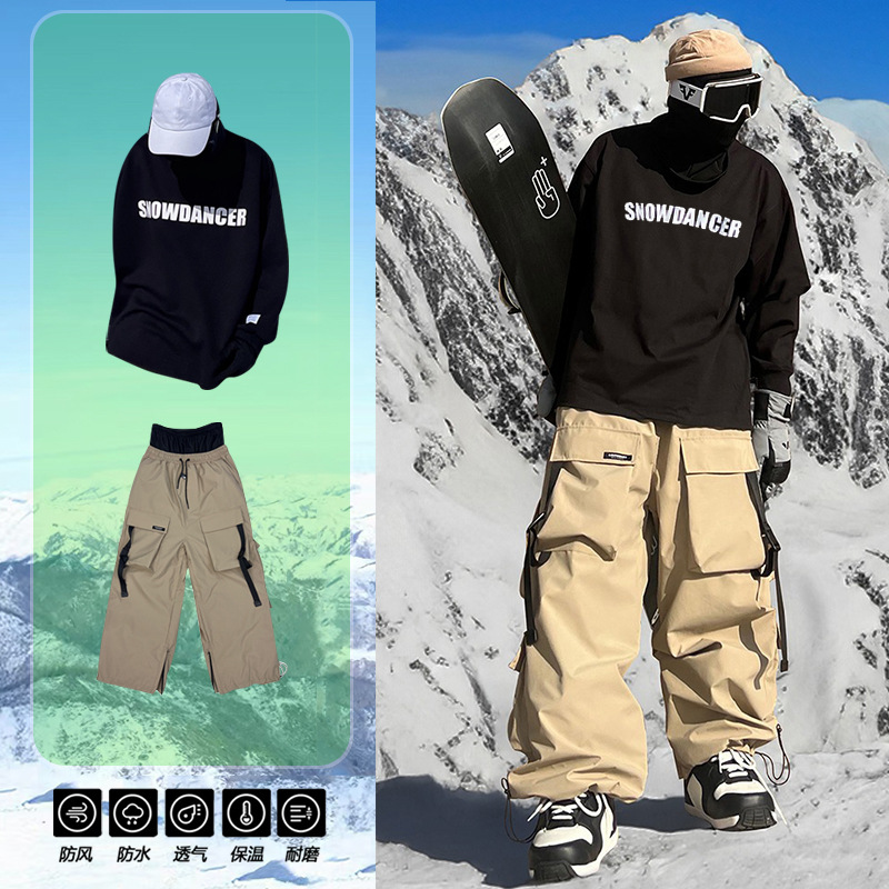 Ice ски-костюм американские многофункциональные карманы водонепроницаемые утолщенные для мужчин и женщин