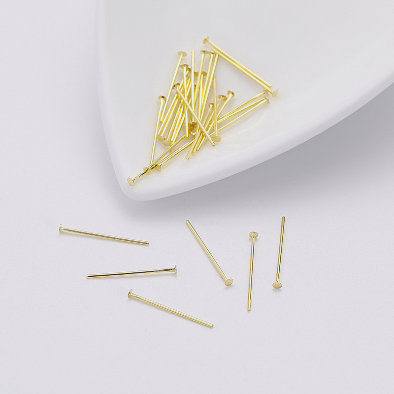 18K настоящее золото, электролитическое покрытие, медный материал, сохраняющая цвет, круглая плоская игла, Т-образная игла