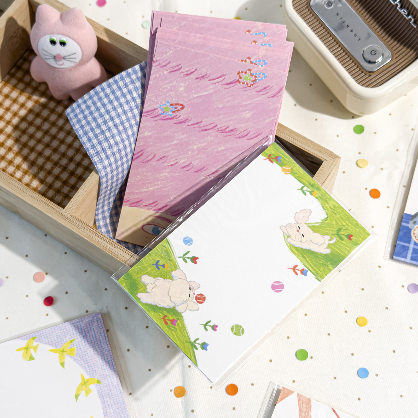 Agugu Original M5 Inner Pages Japanese Salt Series Hand-Drawn Basic Ins Journal Collage Material Tearable Sticky Notes