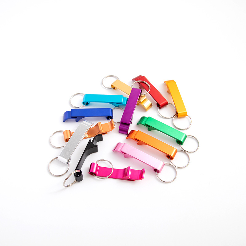 Ready-made Creative Aluminum Alloy Beer Bottle Opener Keychain Bottle Opener Advertising Small Gift Printed logo