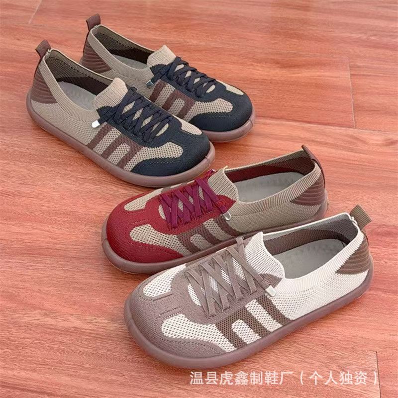 Shoes for Women Spring New Flat Casual Shoes High-End Versatile Retro Moral Training Shoes Soft Sole Non-Tiring Women's Shoes