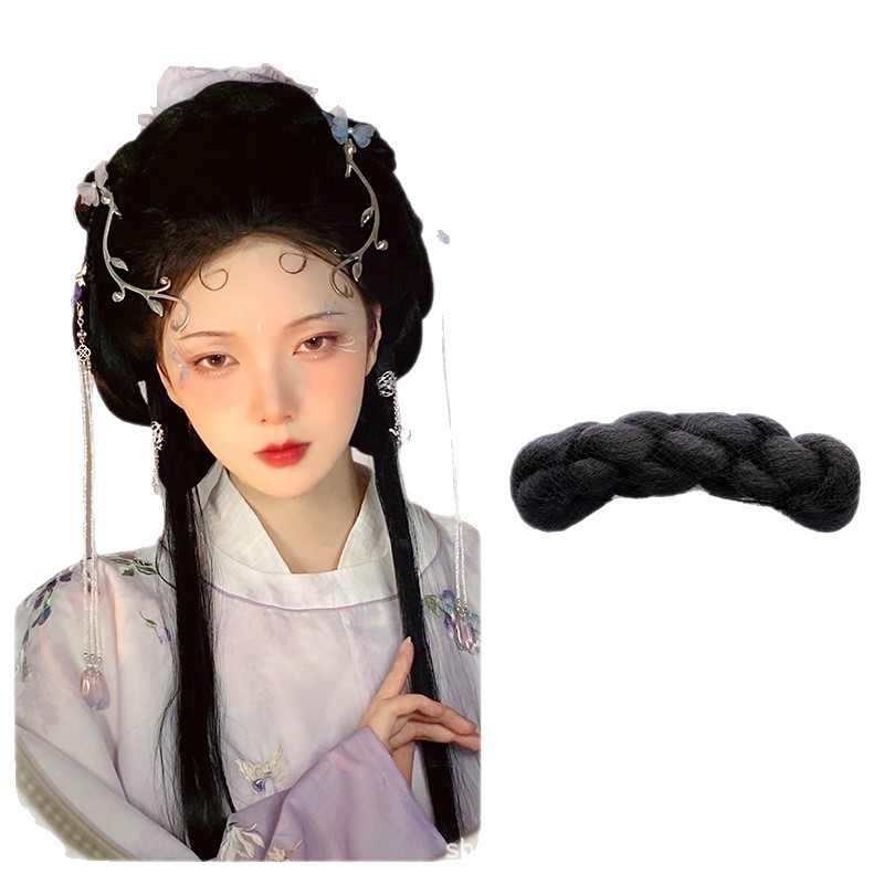 Hanfu Wig Hair Pad Bun Ancient Style Hair Bun Costume Wig All-In-One Versatile Braided Hair Accessory for Women