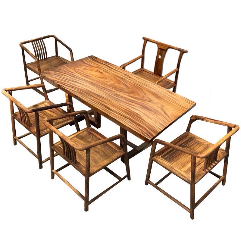 Drum Song Okan solid wood large board table green heart sandalwood tea table South American walnut log desk Tea Board tea table whole board