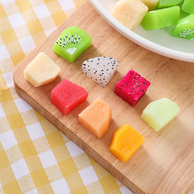 Simulation fruit diced model fruit block fake kiwi fruit pitaya watermelon model fruit pie salad smoothie accessories