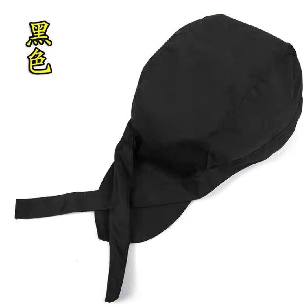 Japanese-style pirate hat headscarf restaurant catering closed toe waiter work hat male and female chef ribbon hat quick-drying solid color