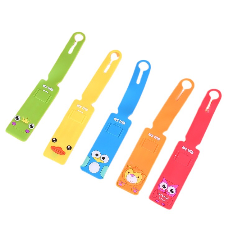 Integrated soft rubber luggage tag cute girl Anti-lost pendant aircraft logo long luggage tag boarding pass