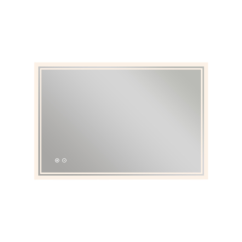 Cross-Border Tempered Square Bathroom Wall-Mounted Led Lighted Mirror Toilet Mirror Smart Bathroom Mirror