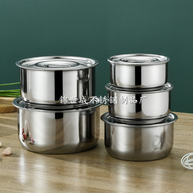 Stainless steel cooking pot with lid seasonings bowl salad bowl flavor cup steaming soup pot cross-border Southeast Asia three-piece set five-piece set