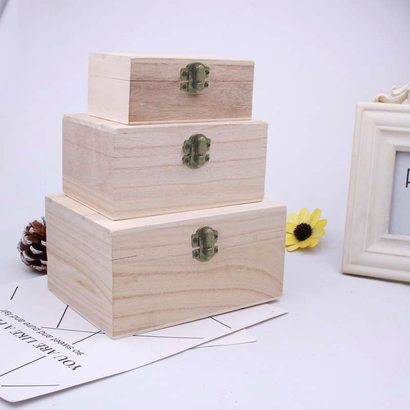 Spot Wooden Box Paulownia Box DIY Rectangular Wooden Box Home Paulownia Original Color Painted Wooden Box Can Be Printed with Logo