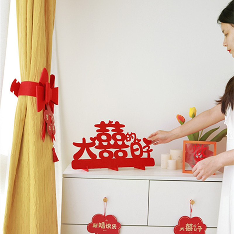 Wedding room layout engagement three-dimensional wedding stickers festive ornaments wedding living room decorations wedding supplies