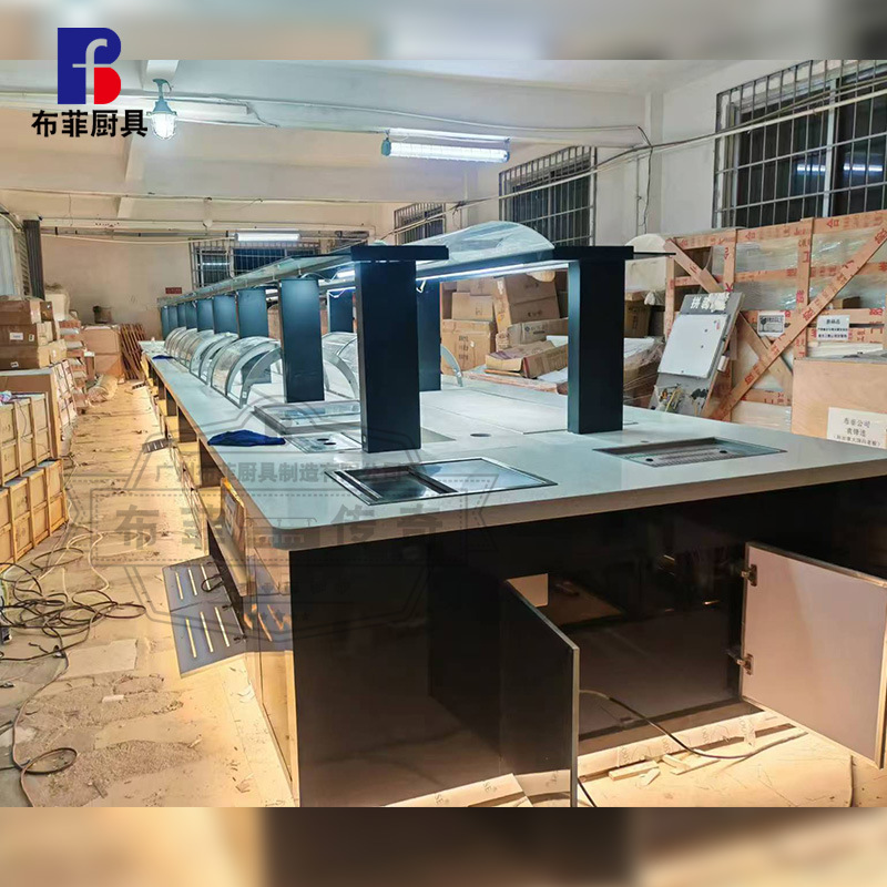 Manufacturer Designs and Customizes Hotel Catering Export Buffet Table with Luminous Water Heating, Insulation and Refrigeration Dishware Warehouse Integrated Dining Table