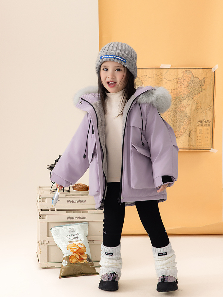 Girls' Autumn and Winter Jacket 25 New Models Children's Winter Fleece-Lined Thickened Three-Proof Parka Stylish Cotton Coat Winter