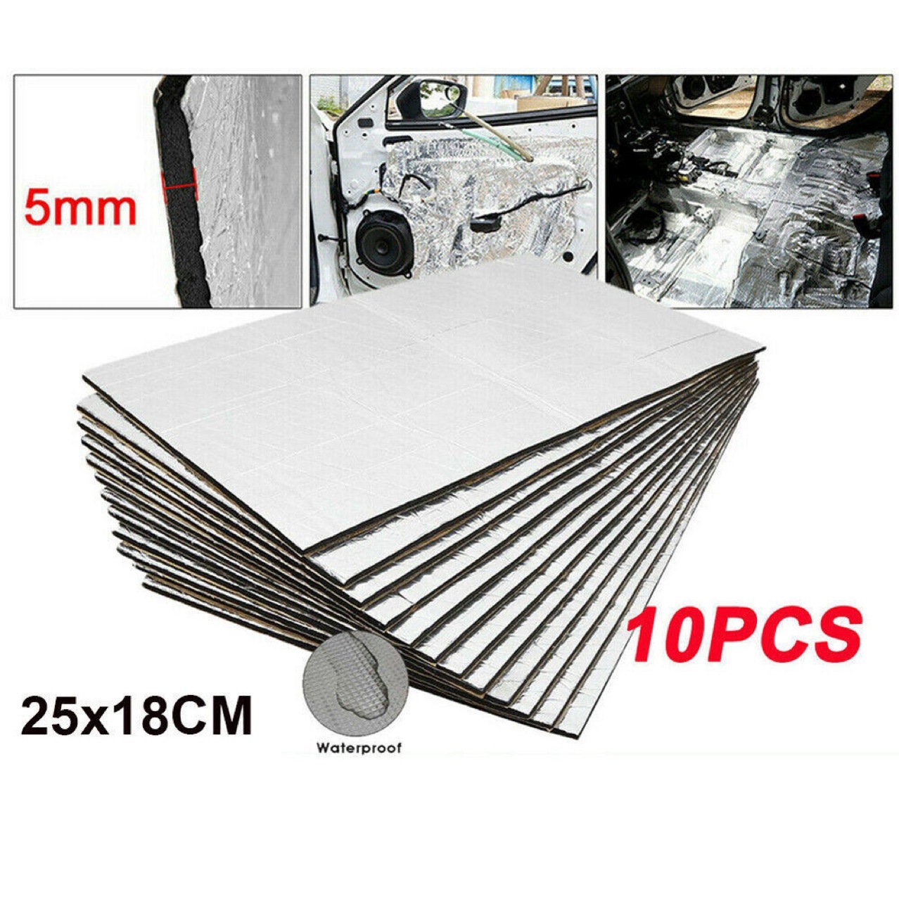 10 листов звукоизолирующего шокового мата, автомобильная звукоизоляция 5мм