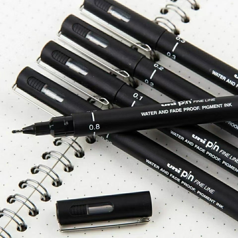 Japanese Mitsubishi UNI needle pen black art painting animation painting material set children's stroke waterproof Gouxie pen