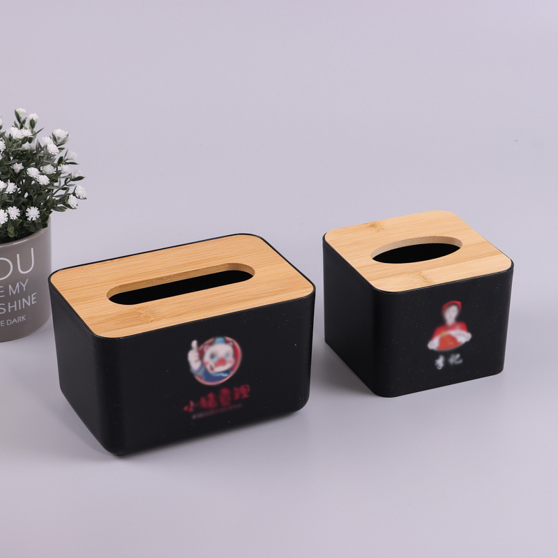 Square advertising tissue box desktop storage paper box living room dining room plastic tissue box custom printable LOGO