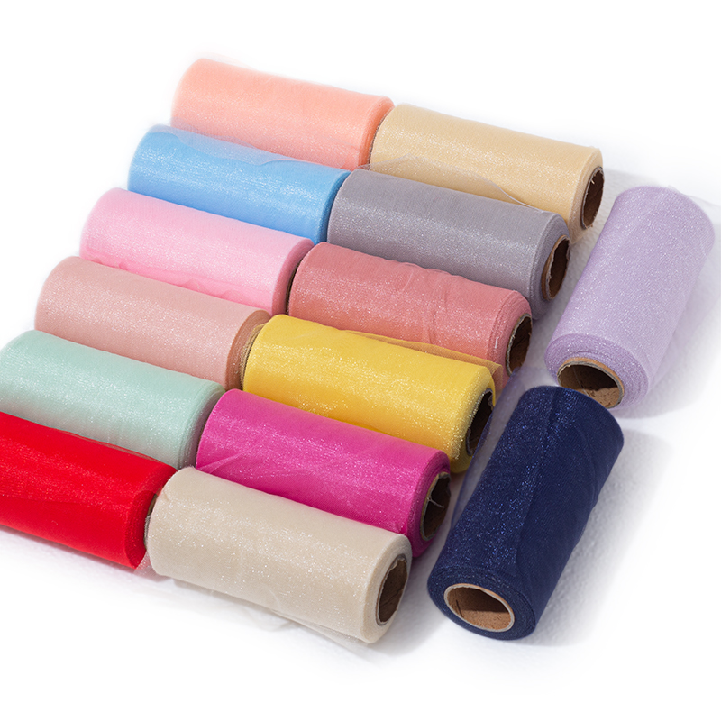 Super Soft Bright Silk American Mesh Roll Glitter Tulle Roll Hair Accessories Children's Clothing Fabric Tutu Yarn 6inch *25Y