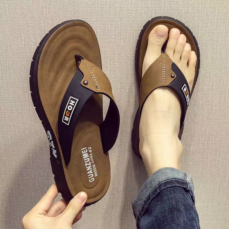 2025 Summer New Arrival Flip-Flops Men's Cool Non-Slip Korean Style Clip Toe Two-Wearing Beach Men's Thick Sole Outer Wear Sandals