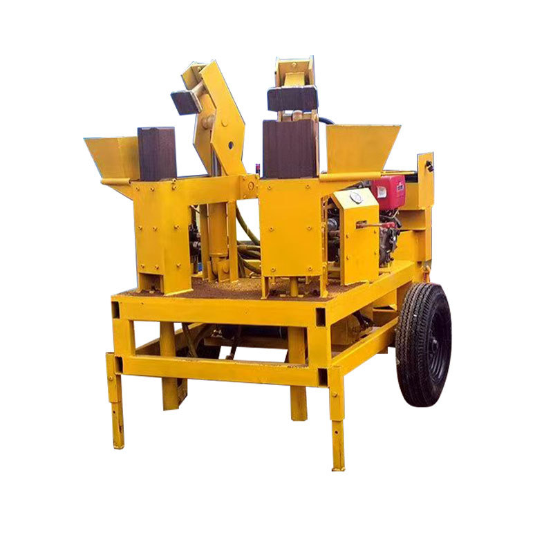 Mobile Double Pressure Head Clay Brick Machine Diesel with Mixing Bucket Can Be Used to Produce Bricks with Cement, Pebbles and Yellow Sand