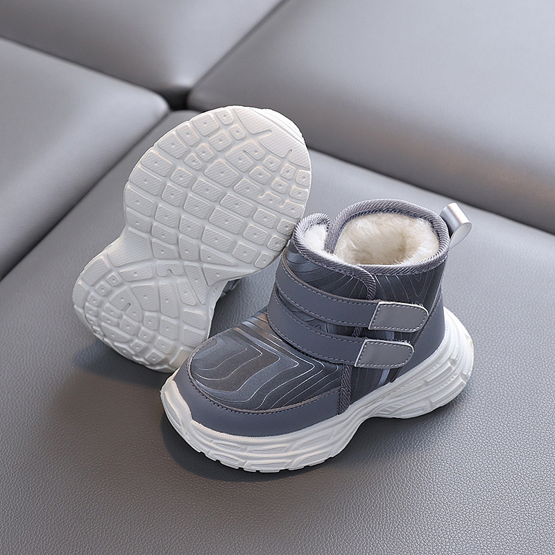 Winter Velvet Thickeneded Snow Boots for Babies Aged 2-4 Years Old, Non-Slip Soft Sole, Warm and Lightweight Waterproof Cotton Shoes for Boys and Girls