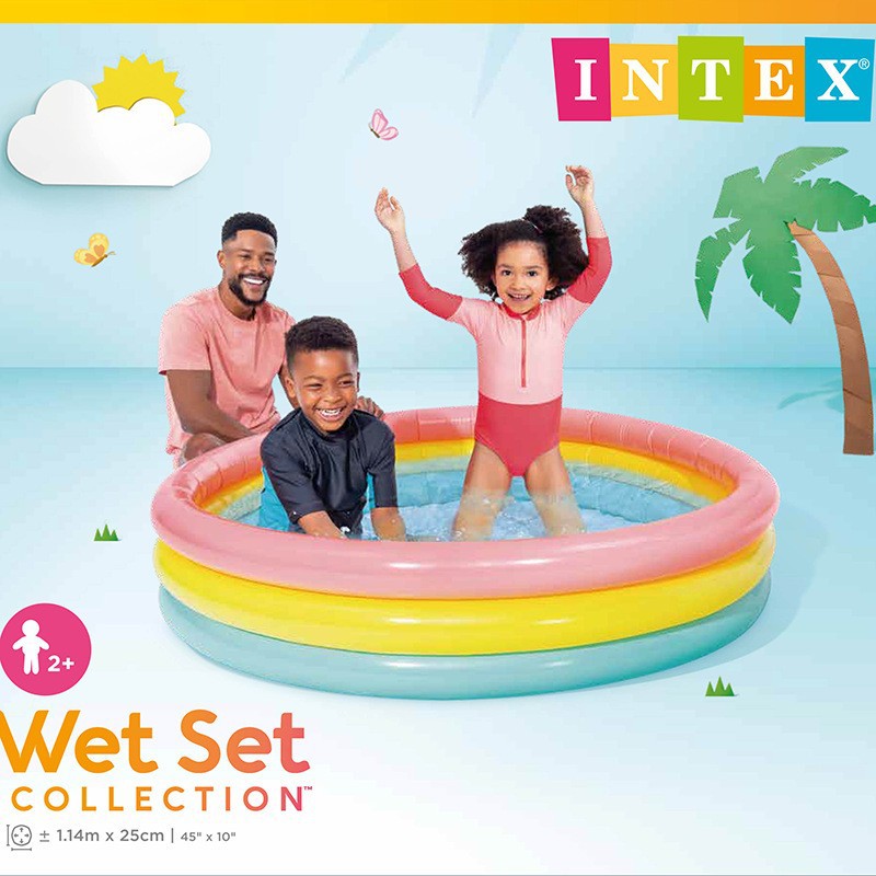 Intex58924 Baby Swimming Pool for Home Use, Inflatable Swimming Pool for Children and Babies, Bathing and Splashing Pool, Thickened Rainbow Design