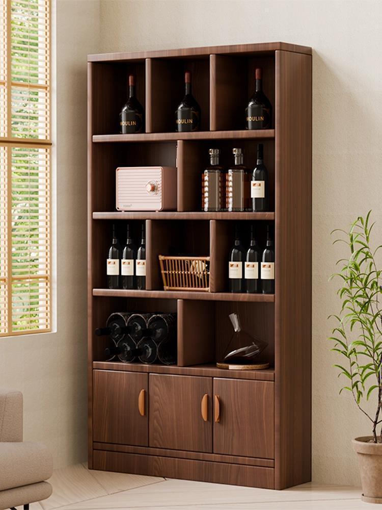 Solid Wood Wine Cabinet Home Living Room Storage Rack Display Cabinet Commercial Simple Small Entrance Cabinet Wall Partition Cabinet Wine Rack