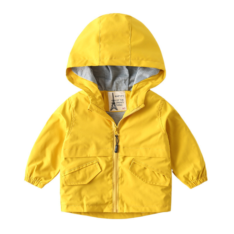 Children's Windproof Jacket Korean Style Kidsren's Clothing Autum Top Baby Pure Color Zipper Shirt Boy's Hooded Jacket Trendy