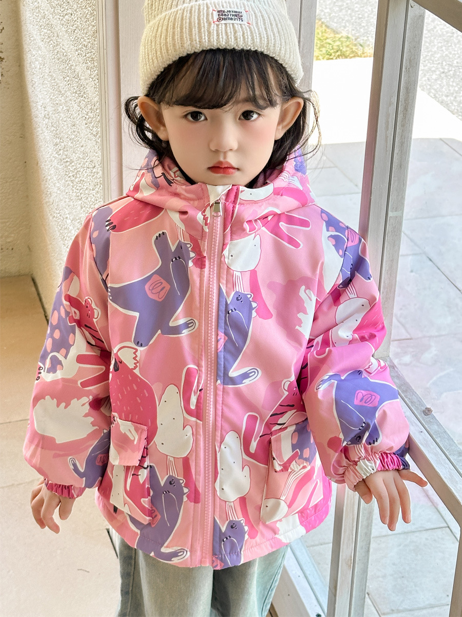 2025 New Boys' Jacket Autumn and Winter Clothing Children's Baby Cotton-Padded Warm Hooded Cartoon Stylish