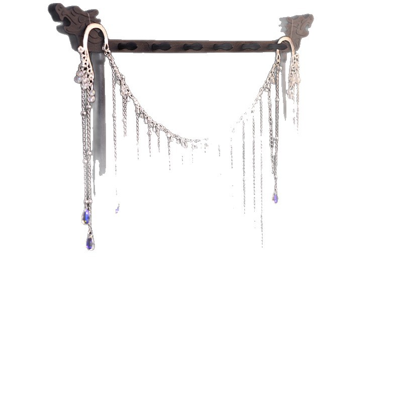 Antique new Bohemian headdress dance eyebrow chain net red rhinestone forehead photo silver exotic headdress