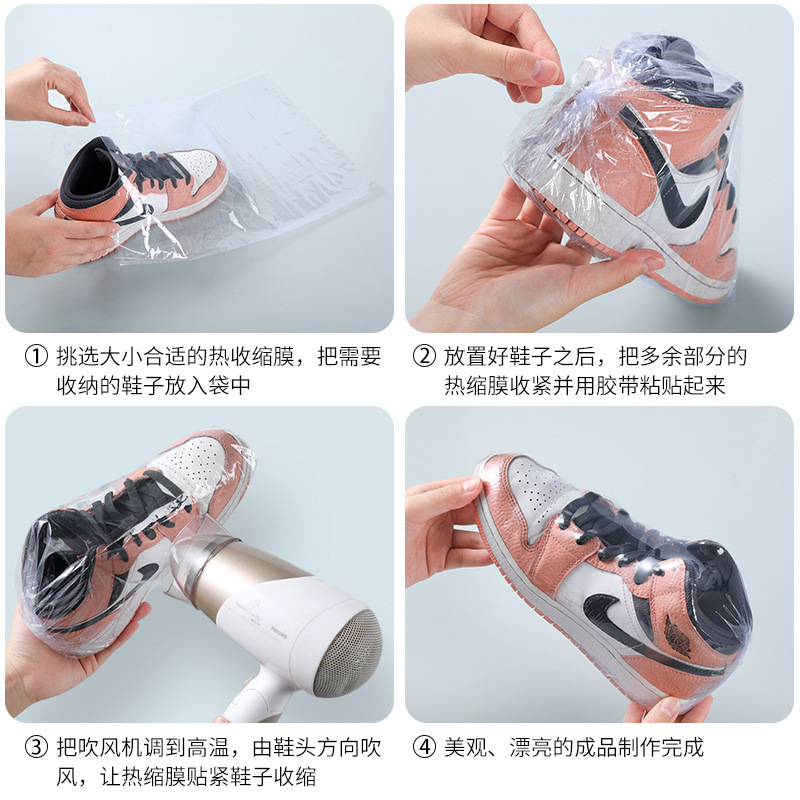 Factory Supply PVC Heat Shrink Film Now Made Transparent Colorless Heat Shrink Film Bag Shoes Dustproof Plastic Film Shoes Heat Shrink Bag