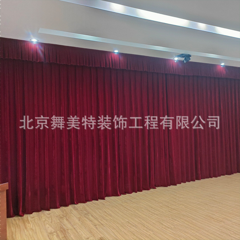 Customized Stage Curtain Black Velvet Background Cloth Thickeneded Red Gold Velvet Wedding Conference Curtain Electric Curtain