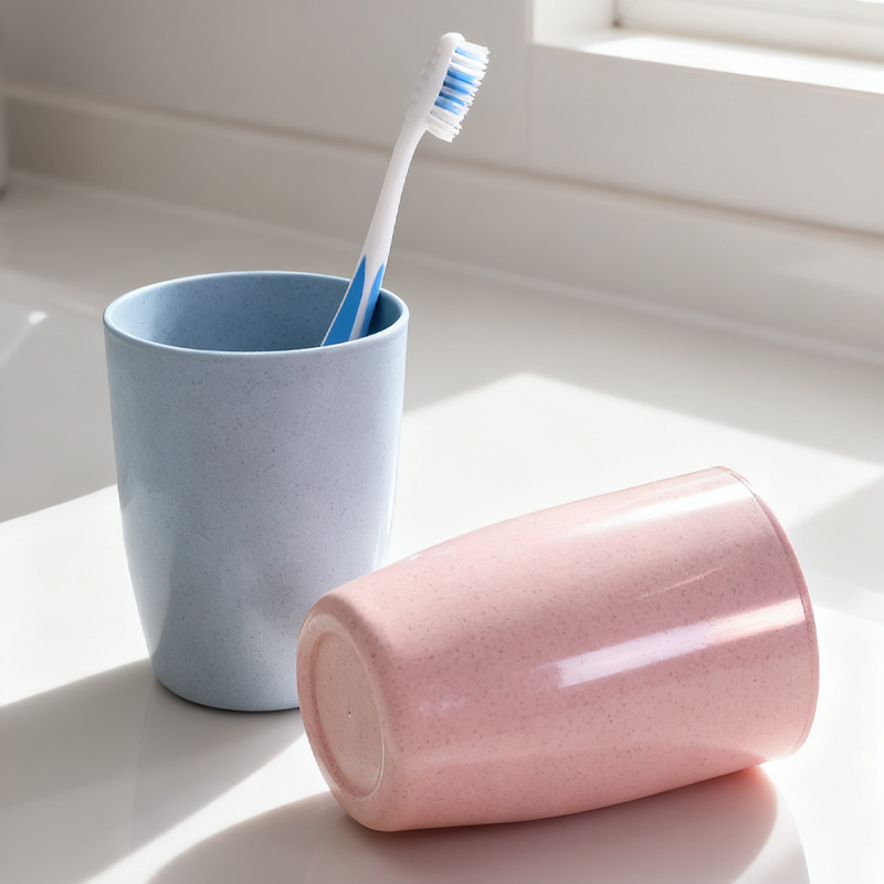 Toothbrush Cup, Wheat Straw Mouthwash Cup, Household Plastic Toothbrush Cup, Printed Logo Advertising Cup, Large Belly Cup, Water Cup