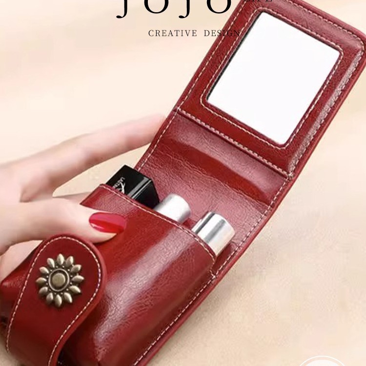 Cosmetic Bag Women's Portable Cosmetic Box with Mirror Mini Mouth Red Envelope Internet Celebrity Storage Bag small size Women's Bag