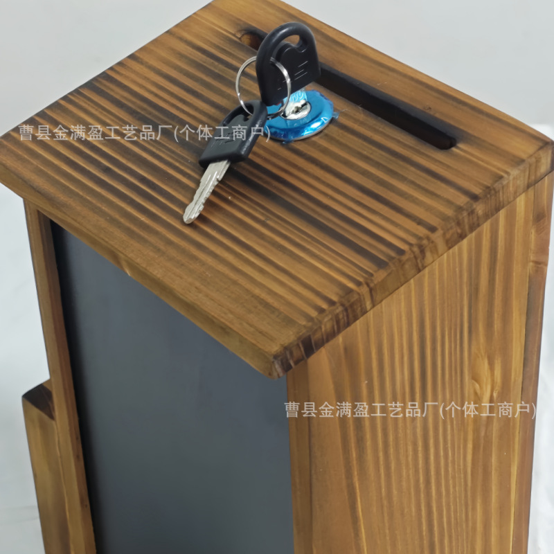 Cross-Border Wooden Suggestion Box Letter Box Donation Reminder Box Solid Wood Wall-Mounted Mail Box with Blackboard Voting Box
